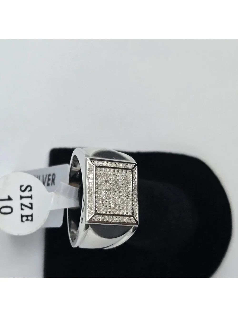 NEW Solid 925 Sterling Lab Diamond .50ctw, Mens Ring Size 10